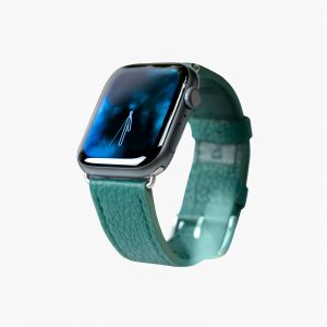 Apple Watch Series 5 Space Gray Aluminum Case with Green Leather Strap